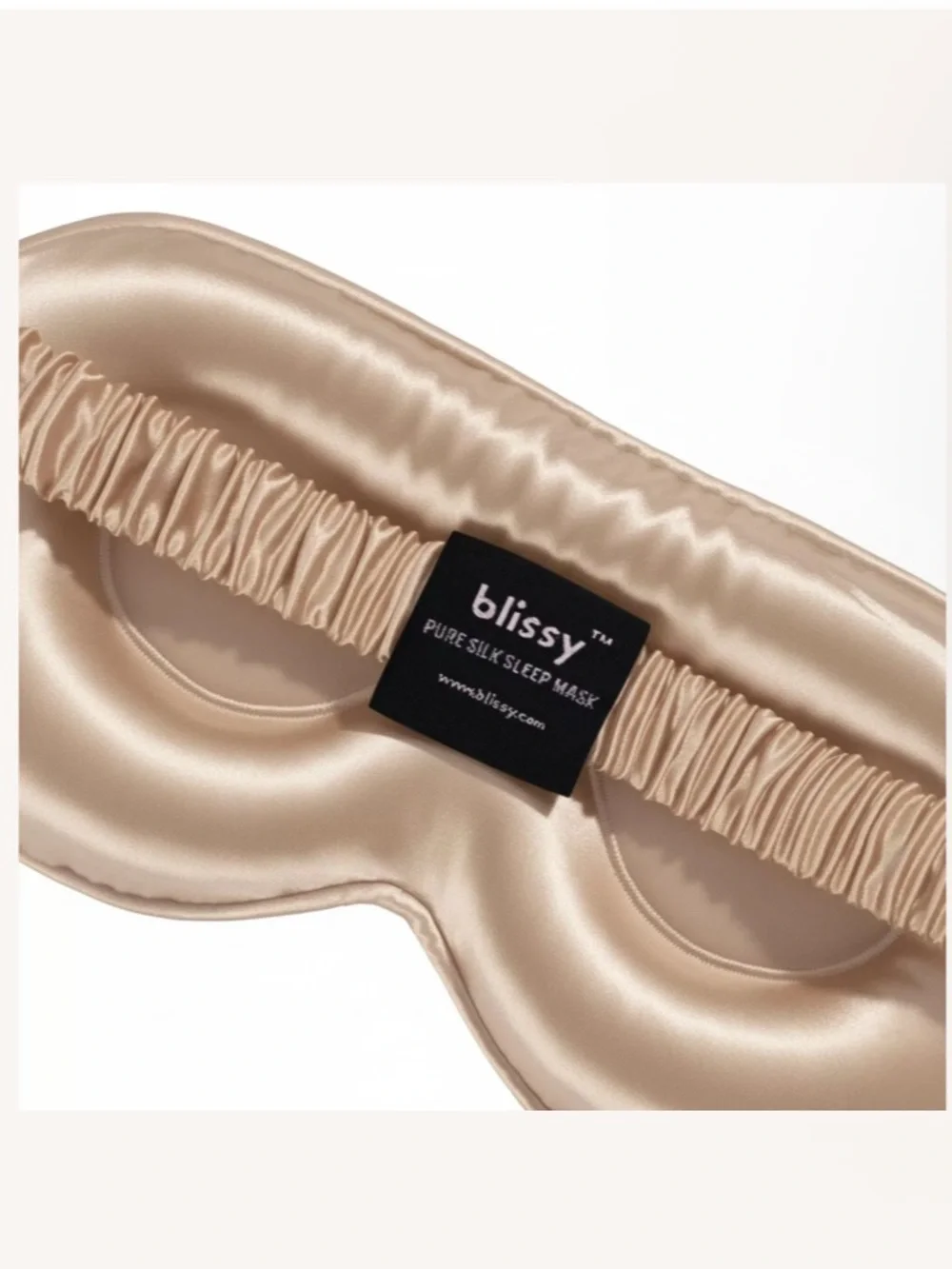 Blissy Profile Sleep Mask Blissy Pure Silk Sleep Mask in Champagne new w pouch